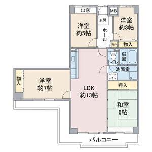アーバンドエル杁中(3LDK/9階)の間取り写真