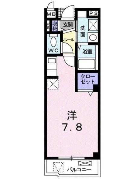 TAKUMI 24(ワンルーム/2階)の間取り写真