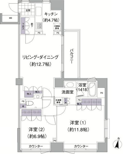 アビティ目黒(2LDK/1階)の間取り写真