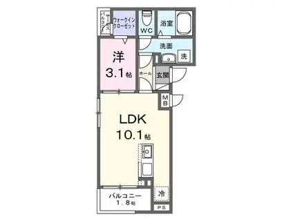 グレイスフル9(1LDK/2階)の間取り写真
