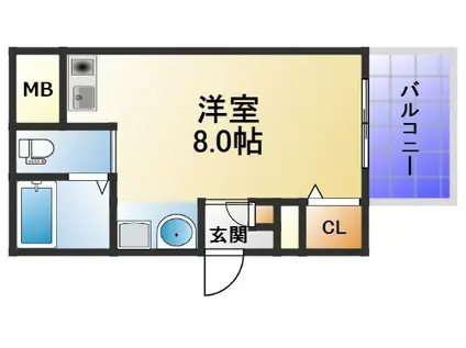 ひふみ苑天満橋(ワンルーム/8階)の間取り写真