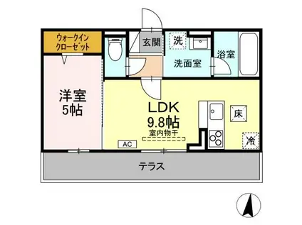 DーROOM新白河 II(1LDK/1階)の間取り写真