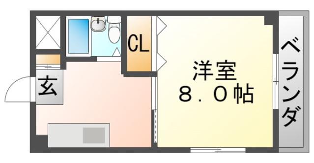 アミニティーハイツ田村(1K/1階)の間取り写真