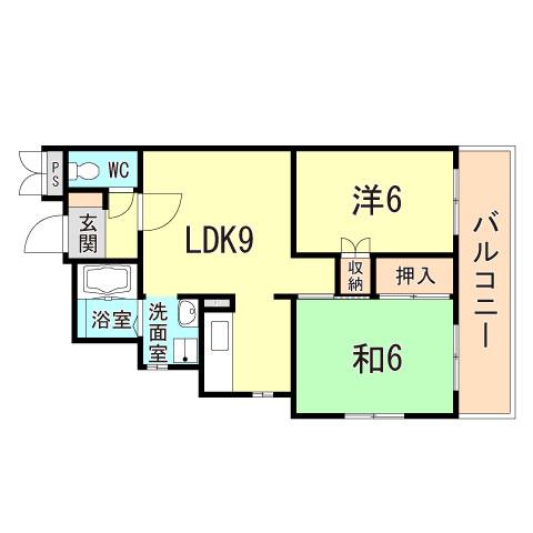 マインドパレス須磨浦(2LDK/1階)の間取り写真
