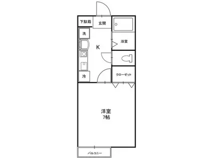 エトランス西坂(1K/1階)の間取り写真