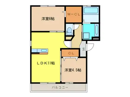 ル・クール(2LDK/3階)の間取り写真