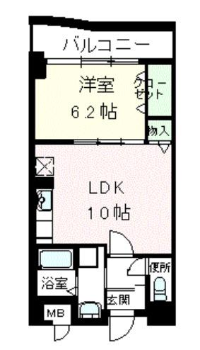 ラポール西大島イースト(1LDK/6階)の間取り写真