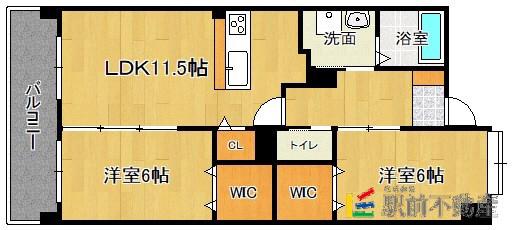 ホクリマンションI(2LDK/4階)の間取り写真