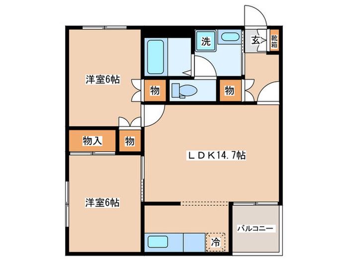 ルミナス北田園(2LDK/2階)の間取り写真