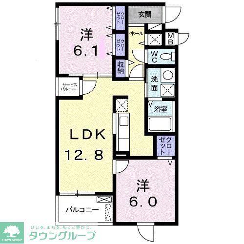 グランフィオーレ(2LDK/4階)の間取り写真