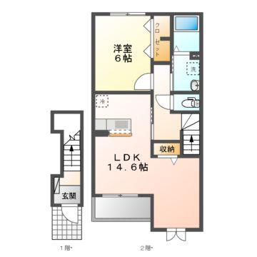 ＪＲ中央本線 土岐市駅 徒歩27分 2階建 築14年(1LDK/2階)の間取り写真