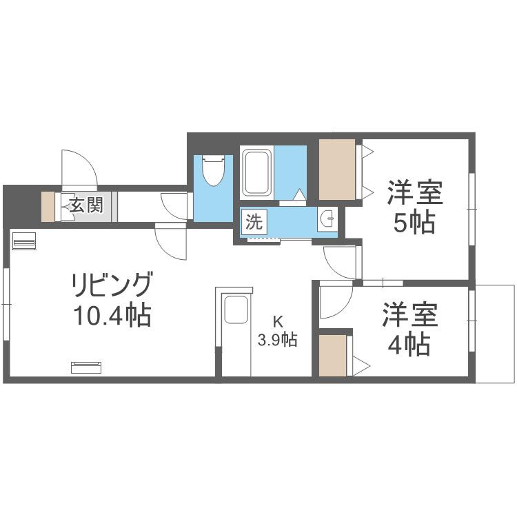 NRJニシオカ(2LDK/3階)の間取り写真