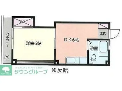 旭町ビル(1DK/3階)の間取り写真