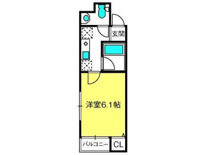 シャトレINK与野本町(1K/1階)の間取り写真