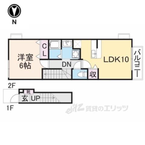 プロムナード2(1LDK/2階)の間取り写真