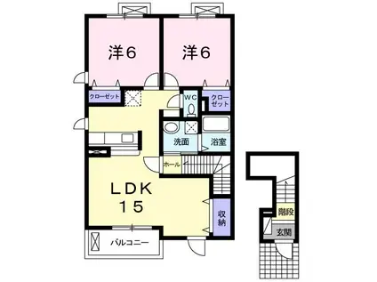 エスタシオンIII(2LDK/2階)の間取り写真