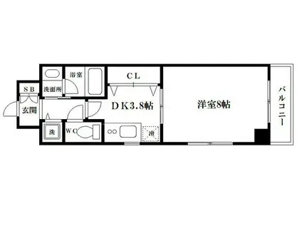 ロワジールクスノキ(1DK/3階)の間取り写真