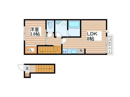 メゾン・ヴェルデ長町(1LDK/2階)の間取り写真