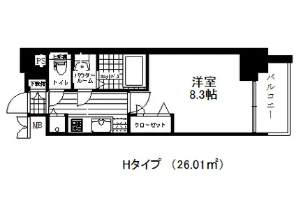 プレサンス神戸グレンツ(1K/4階)の間取り写真