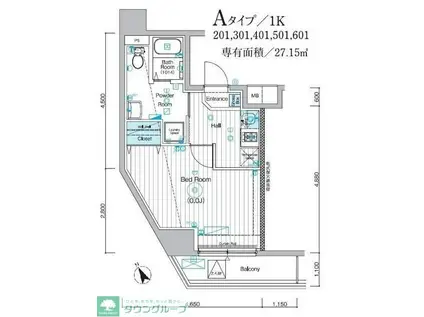 MAXIV ALIVE堀切菖蒲園(1K/4階)の間取り写真