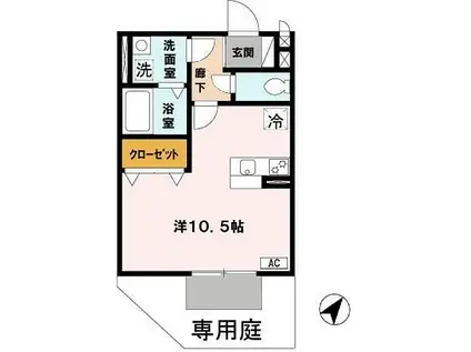 シェルズレイク日根野B(ワンルーム/1階)の間取り写真