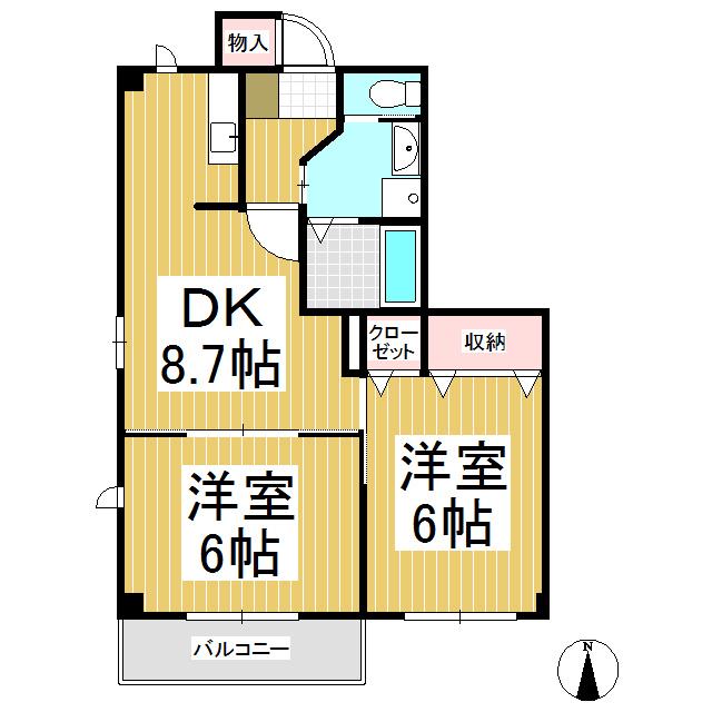 コモドパラッツォD(2DK/1階)の間取り写真
