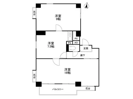 ストークマンション目黒(2LDK/3階)の間取り写真