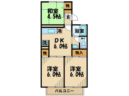 ラ・フォーレ多摩平(3DK/2階)の間取り写真