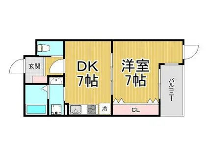 MAIN STAGE甲子園口(1DK/3階)の間取り写真