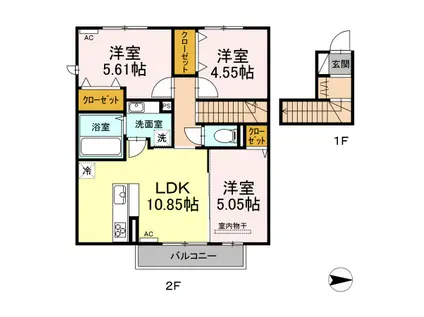 サンヴィータ花園(3LDK/2階)の間取り写真