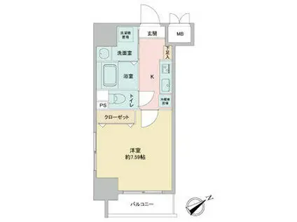 アプリーレ千代田(1K/9階)の間取り写真