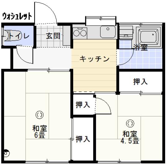 三沢アパート(2K/2階)の間取り写真
