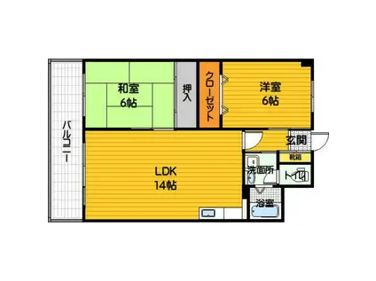 CASA・GRAND ヴィルズI(2LDK/3階)の間取り写真