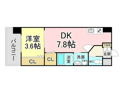 ギャラン力丸(1DK/9階)の間取り写真