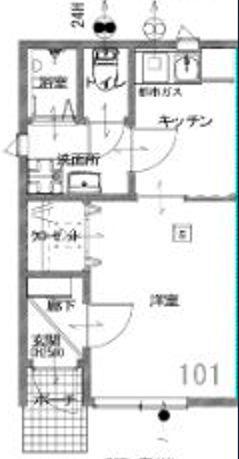 パスティア新倉敷(1K/1階)の間取り写真