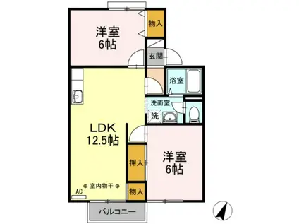 ルミエールA・B(2LDK/2階)の間取り写真