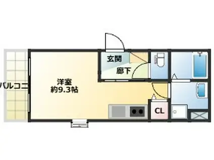 THE NOBLES 箱崎(ワンルーム/3階)の間取り写真