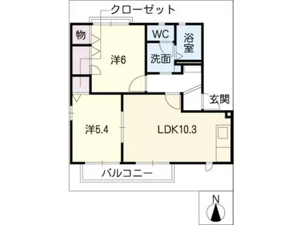 サンフォレスト A棟(2LDK/1階)の間取り写真