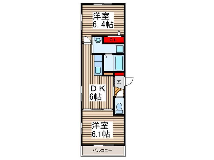 カーサクラレ(2DK/3階)の間取り写真