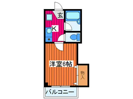 シャトーパール(1K/1階)の間取り写真