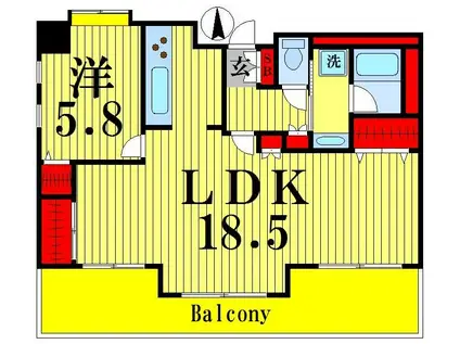 LEBEN REVALE 草加レイール(1LDK/9階)の間取り写真
