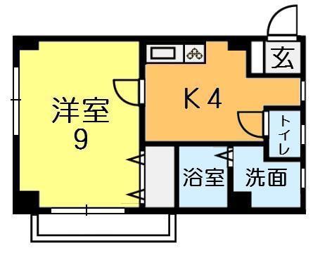 ペスコスターニョ C棟(1K/1階)の間取り写真