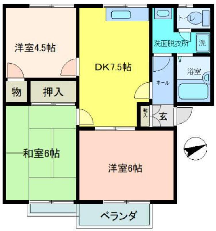 ファミリータウンA(3DK/1階)の間取り写真