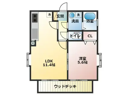 ウィステリア津田沼(1LDK/1階)の間取り写真