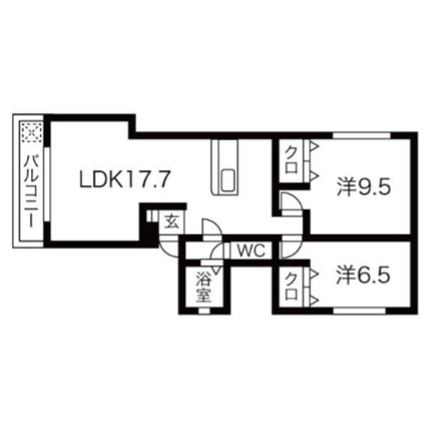 ベレーザ西七条(2LDK/3階)の間取り写真