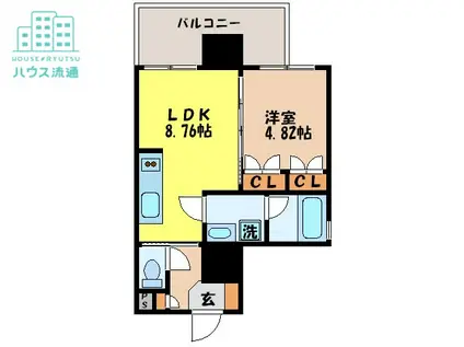 ビバシティ中島川通弐番館(1LDK/4階)の間取り写真