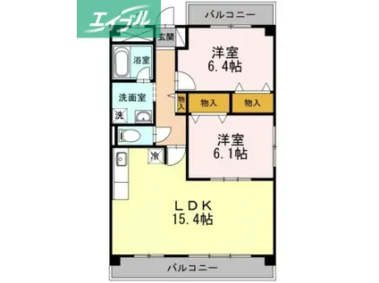 K-CITY葦高(2LDK/2階)の間取り写真