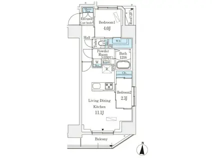 プライムブリス深川住吉(2LDK/13階)の間取り写真