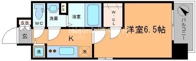 エステージ難波ウエスト(1K/6階)の間取り写真