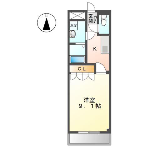 QUEEN I(1K/2階)の間取り写真